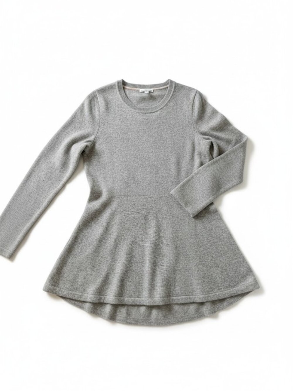 Isaac Mizrahi Cashmere Sweater Peplum Gray Round Neck  (S)